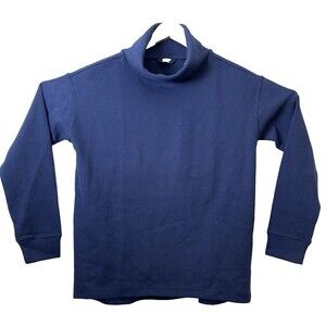 Lands' End Womens Size XXL Dark Blue Long-Sleeve Waffle Funnel Neck Top Shirt 2X